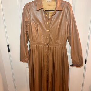 Elegant Tan Button-Down Dress
